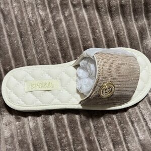 Off white and gold slides never worn only tried on